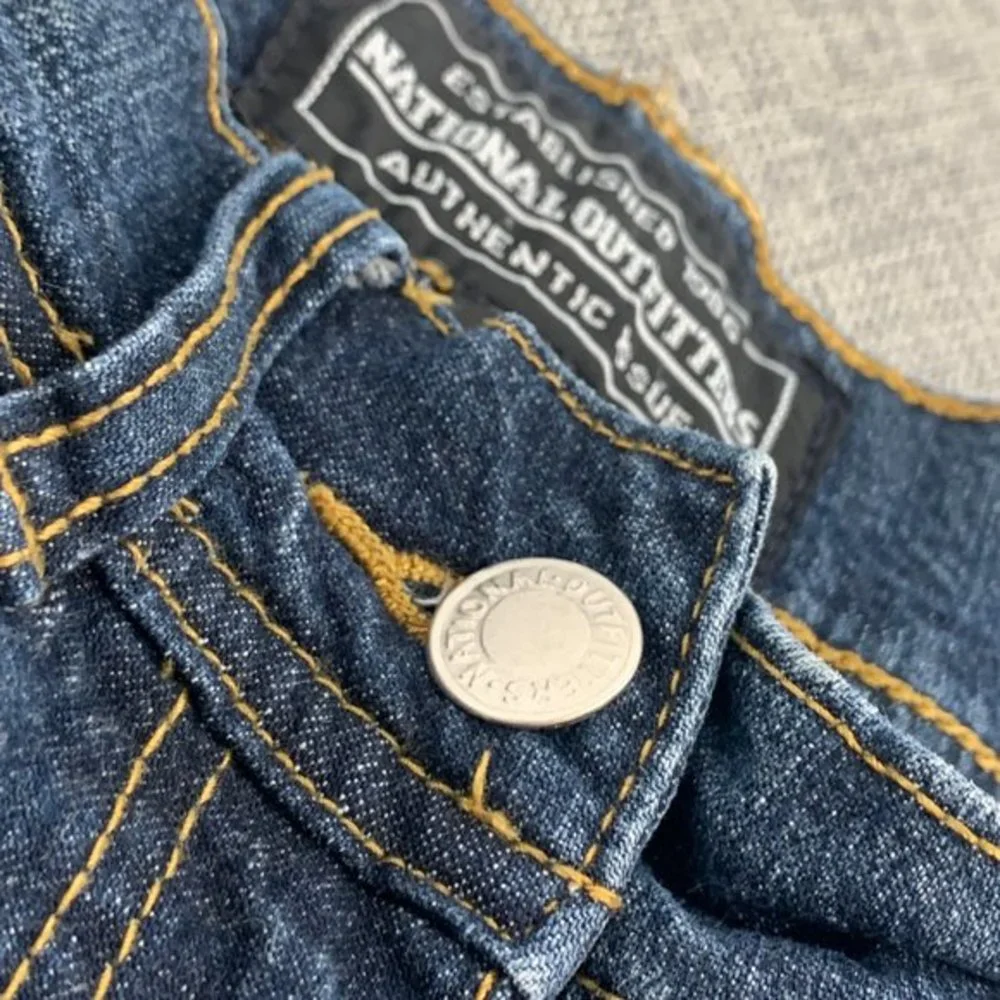 National Outfitters Cropped Denim Pants Size 1 Cuffed Stone Washed Embroidered P